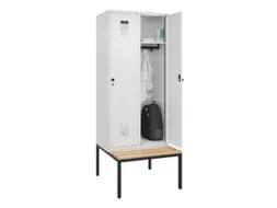 locker met bank,HxBxD 2120x800x815mm,2vak,vak B 400mm,draaigrendel