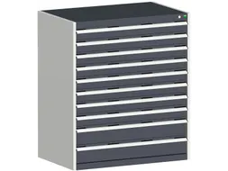 ladekast HxBxD 1200x1050x650mm 10laden RAL7035 front RAL7016