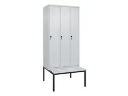 locker met bank,HxBxD 2120x900x815mm,3vak,vak B 300mm,draaigrendel