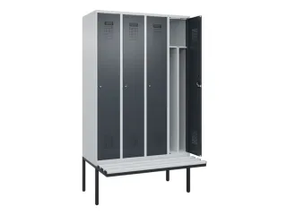 locker met bank,voor scheiding van kleding,HxBxD 2120x1200x815mm,4vak - 1