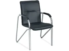 Beklede Stoel 4-Poots Ronde Buis Chroom Zwart Kunstleer Armleuningen