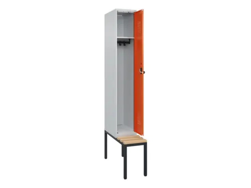 locker met bank,HxBxD 2120x300x815mm,1vak,vak B 300mm,draaigrendel