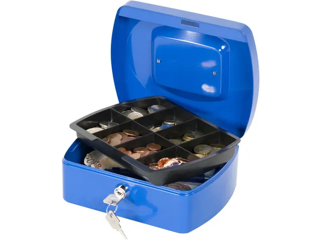 Geldkoffer Blauw 205x160x85mm Inclusief 2 Sleutels
