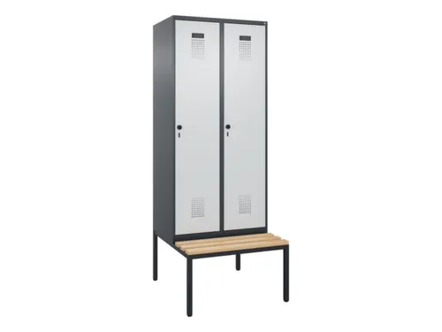 locker met bank,voor scheiding van kleding,HxBxD 2120x800x815mm,2vak