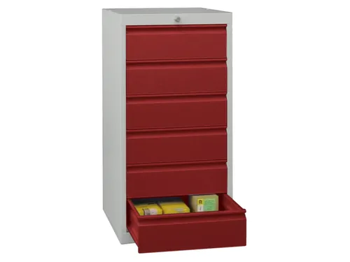 ladekast,HxBxD 1000x500x600mm,6lade(n),cil.-slot,RAL7035,front RAL3000