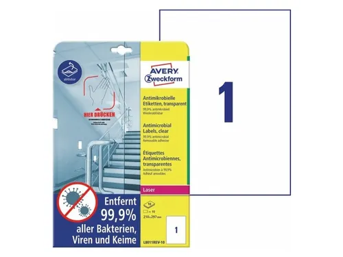 Antimicrobiële etiketten Afneembaar Transparant 210x297mm