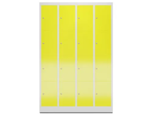 Lockerkast 1800x1185x500mm 4x4 vakken cilinderslot, sokkel, RAL1018