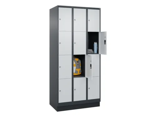 lockerkast,HxBxD 1950x900x500mm,3x4vakken,vak B 300mm,cil.-slot,sokkel