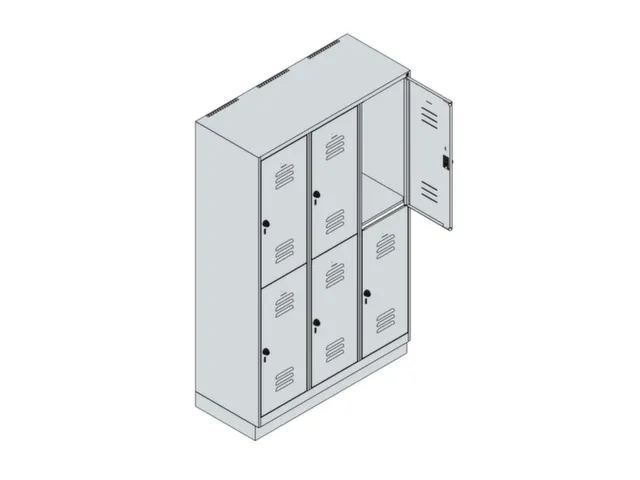 dubbeldekse locker,HxBxD 1950x1200x500mm,3x2vak.,vak B 400mm