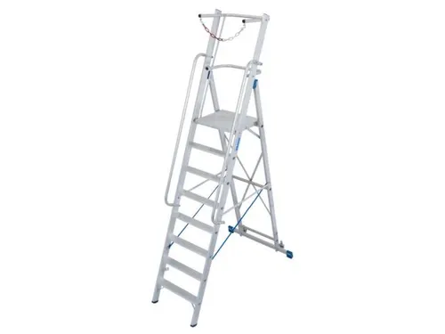 verrijdbare treden-platformladder eenzijdig 8treden stand H 1 9m