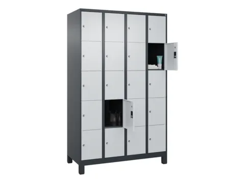 lockerkast,HxBxD 1950x1200x500mm,4x5vakken,vak B 300mm,cil.-slot