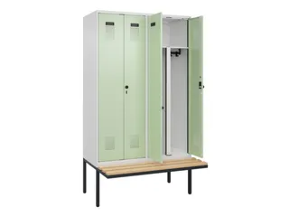 PBM-locker met bank,HxBxD 2120x1200x815mm,4vak,vak B 300mm - 1