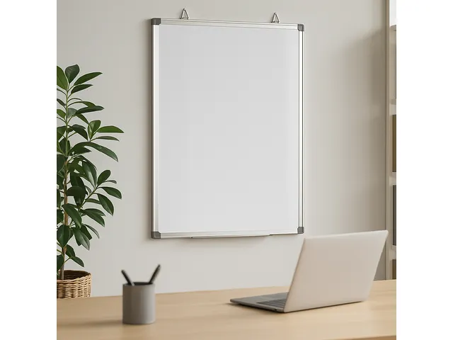 BRASQ Magnetisch Whiteboard 90x60cm Zilver met accessoire set