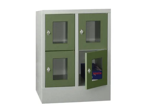 lockerkast,HxBxD 855x600x500mm,2x2vakken,RAL7035,front RAL6011