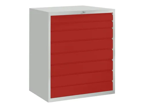 ladekast,HxBxD 1200x1023x600mm,8lade(n),cil.slot,RAL7035,front RAL3000