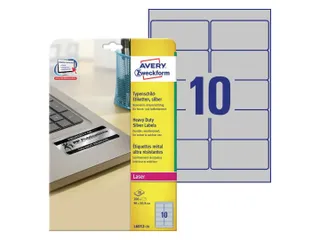 Etiket Avery Zweckform L6012-20 96x50.8mm Zilver 200 stuks - 1