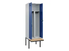 PBM-locker met bank,HxBxD 2120x600x815mm,2vak,vak B 300mm,draaigrendel