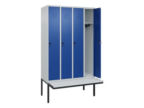 locker met bank,HxBxD 2120x1200x815mm,4vak,vak B 300mm,draaigrendel