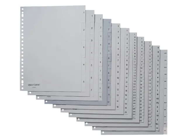 Tabbladen Quantore A4 23-Gaats 1-7 Genummerd Grijs Pp