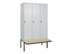 locker met bank,HxBxD 2120x1200x815mm,3vak,vak B 400mm,draaigrendel