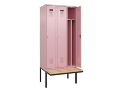 locker met bank,voor scheiding van kleding,HxBxD 2120x900x815mm,3vak