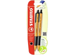 Balpen STABILO pointball 6030/46 medium zwart blister à 2 stuks