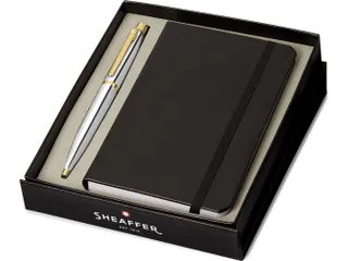 Balpen Giftset SHEAFFER VFM G9422 polished chrome gold plated met A6 n - 1