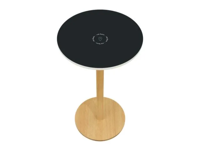 statafel,HxØ 1100x600mm,rond,schotelvoet natuur,blad antraciet