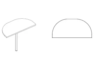 aanbouwtafel,i.h.v.,HxBxD 720-840x1200x600mm,halfrond,MP-lichtgrijs - 1