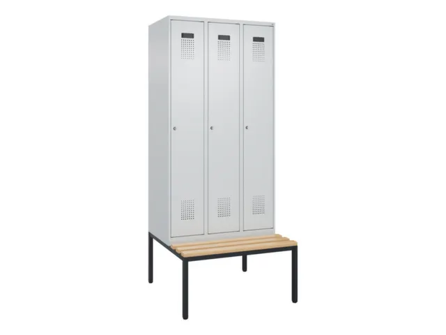locker met bank,voor scheiding van kleding,HxBxD 2120x900x815mm,3vak