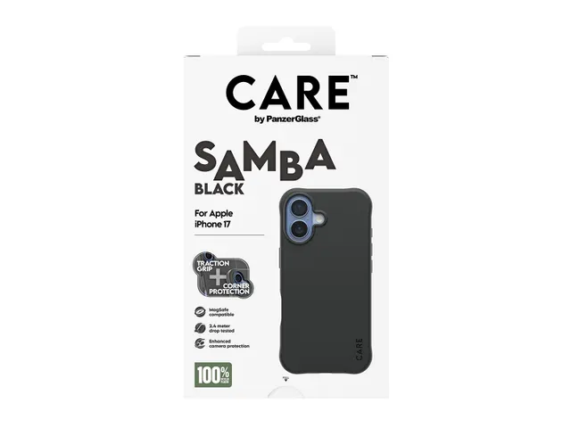 PanzerGlass CARE by Samba Case Black w. MagSafe iPhone 17, Hoes,