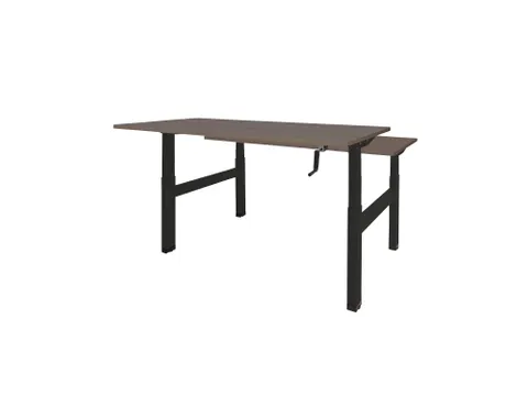 Dextro Slinger Duo zit/sta Bureau 180cm frame Zwart blad Logan Eik