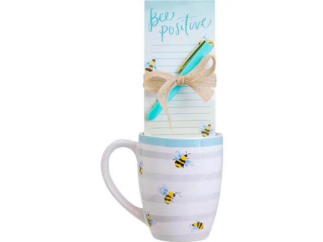 Giftset Èccolo HL mok 580ml, notitieblok en pen Bee Positive