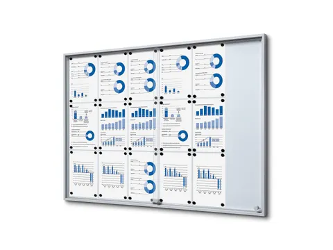 Vergrendelbaar notitiebord Indoor Slim 18xA4 met Schuifdeuren Zilver