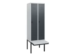locker met bank,HxBxD 1950x600x815mm,2vak,vak B 300mm,draaigrendel