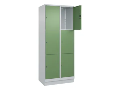 lockerkast,HxBxD 1950x800x500mm,2x3vakken,vak B 400mm,cil.-slot,sokkel