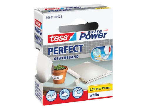 Plakband Tesa textiel 19mmx2.75m wit