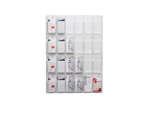 wandfolderhouder HxBxD 1045x766x51mm v. 24xDIN lang transparant
