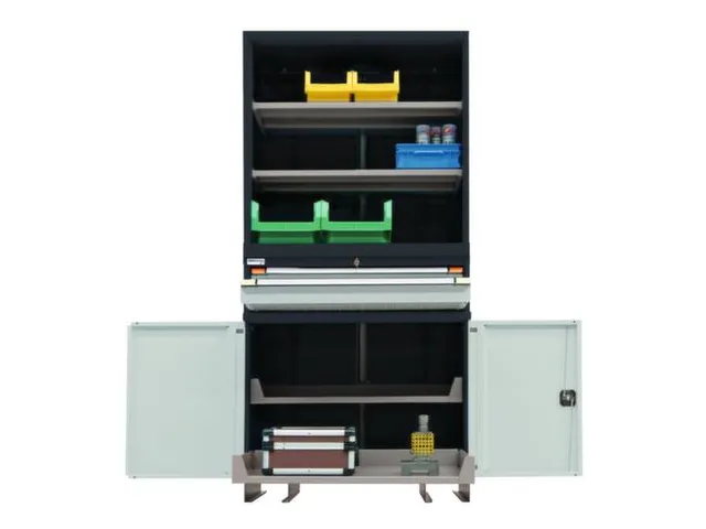 combikast,HxBxD 2100x1005x695mm,4xStalen bodem,2lade(n),key lock