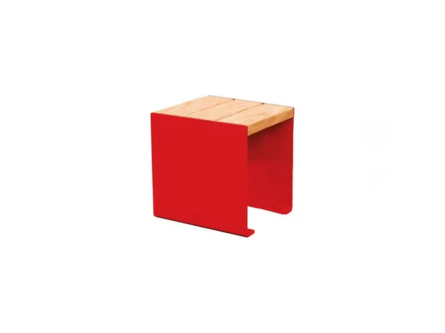 Tabouret cube extérieur assise H450mm 3 lattes chêne clair/RAL3020