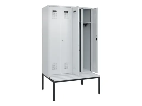 locker met bank,voor scheiding van kleding,HxBxD 2120x1200x815mm,4vak