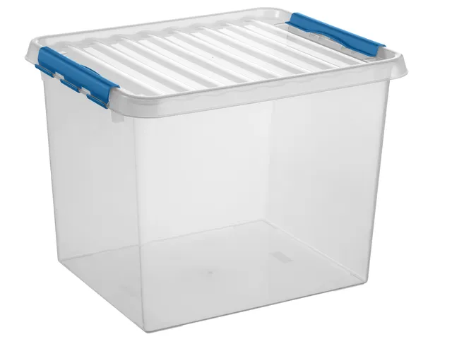 Opbergbox Sunware Q-line 52L transparant/blauw