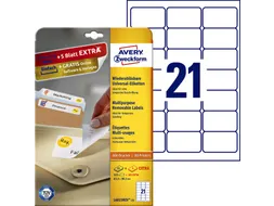 Etiket Avery Zweckform L6023REV 63.5x38.1mm afneembaar Wit 525 stuks