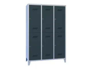 dubbeldekse locker,HxBxD 1850x1200x500mm,3x2vak.,RAL7035,front RAL7016 - 2