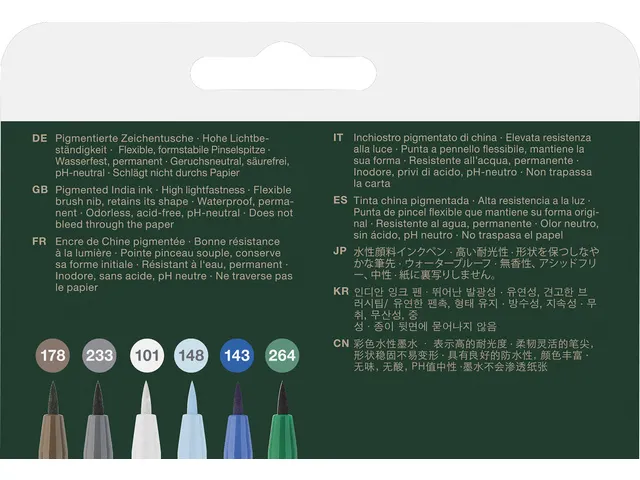 Tekenstift Faber-Castell Pitt Artist Pen Brush etui 6 stuks Winter