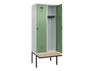 locker met bank,HxBxD 2120x800x815mm,2vak,vak B 400mm,draaigrendel - 2