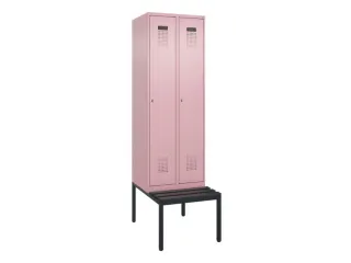 locker met bank,voor scheiding van kleding,HxBxD 2120x600x815mm,2vak - 2