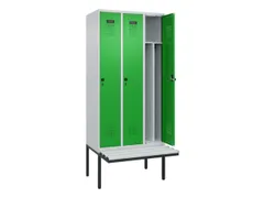 locker met bank,voor scheiding van kleding,HxBxD 2120x900x815mm,3vak