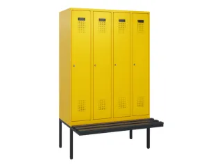locker met bank,HxBxD 1950x1200x815mm,4vak,vak B 300mm,cilinderslot - 2