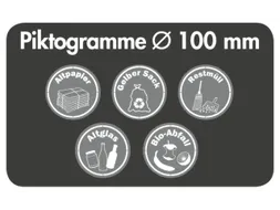stickerset,v. afvalverzamelstation,6xtekst+symbool,papier,PMD